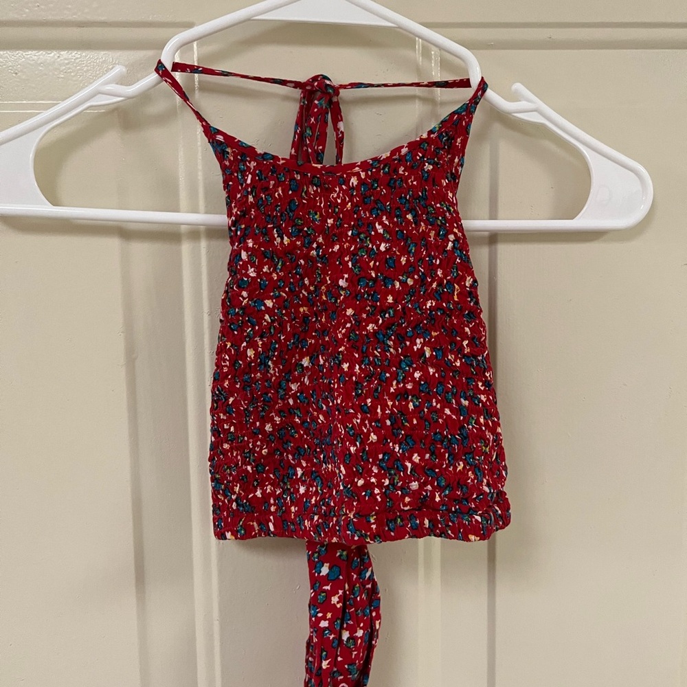 Red Rouched Halter Top
